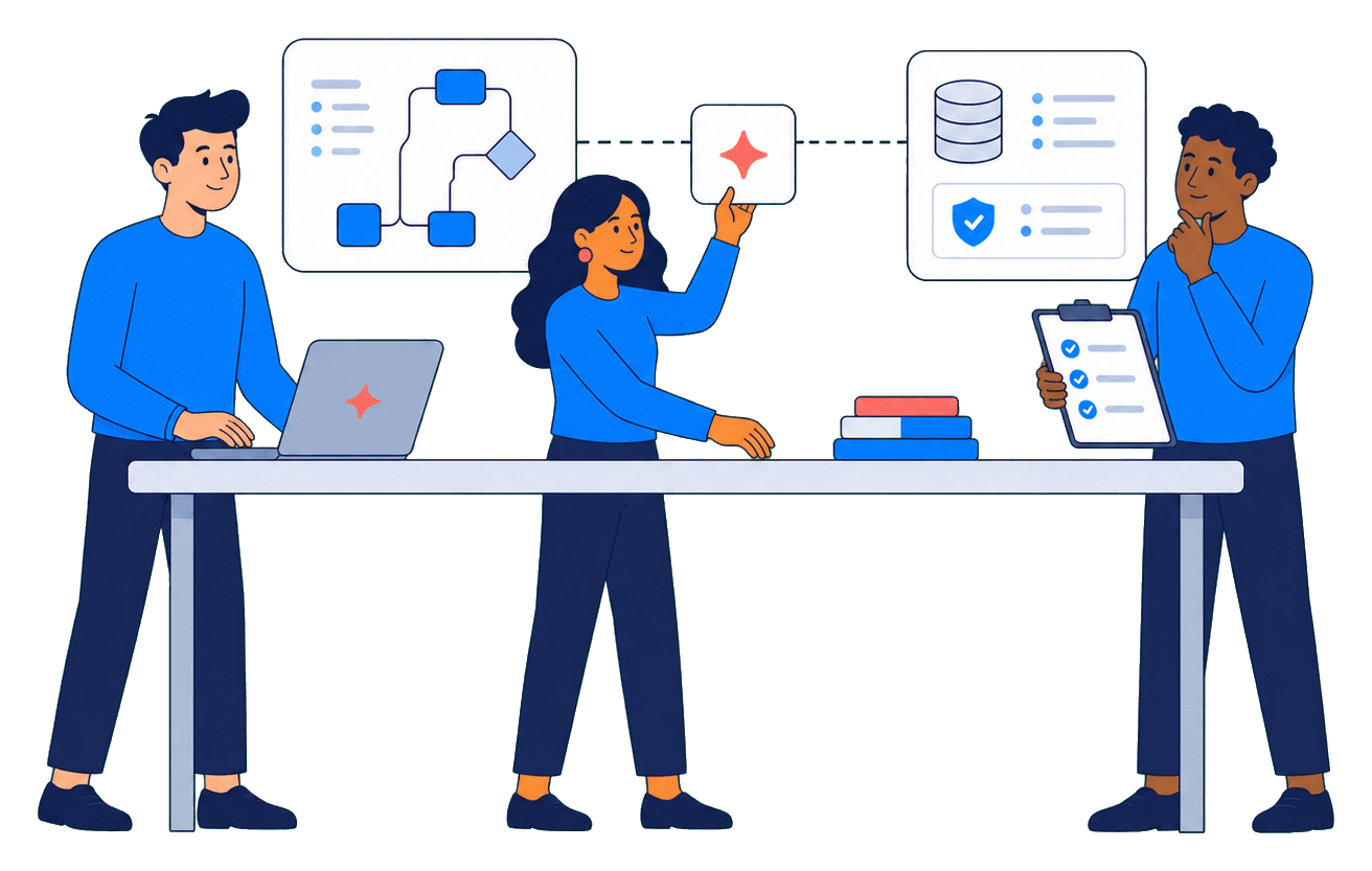 AI specialists work inside a product team to connect automation, data and testing with its existing application.